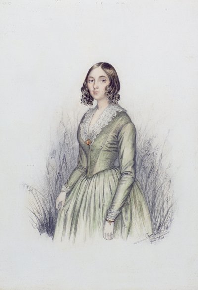 Portrait of a Young Lady in a Green Dress, 1841 by F. Camaret